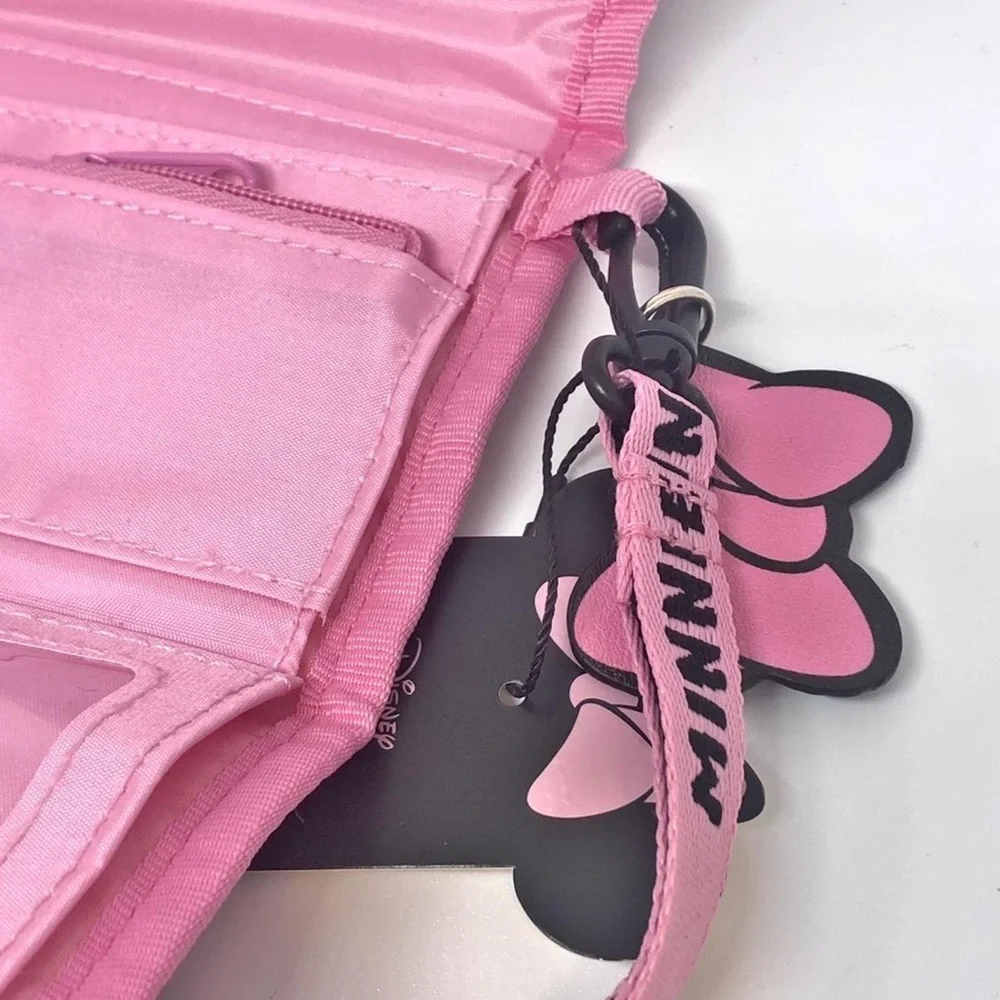Disney Minnie Mouse Pink Pastel Lanyard Tri-Fold Wallet Official Merch